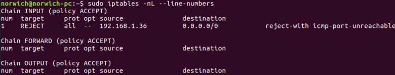 list-number-iptables